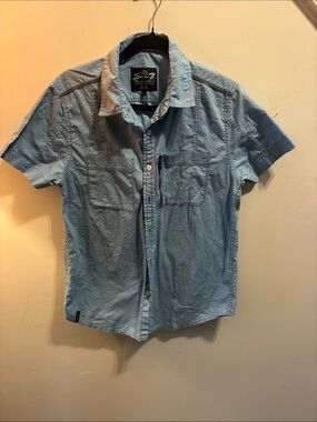 Seven7 Light Blue Short Sleeve Button-Up Casual Shirt